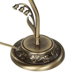 Tischlampe Glasschirm Weiß Echt-Messing Floral