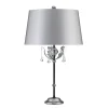 Tischlampe Hoch 72cm in Silber Stoff Schirm GOTICA