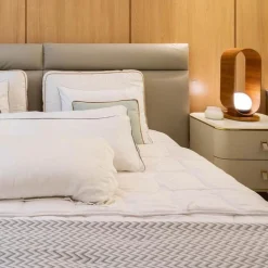 Tischlampe Holz Furnier aus Teak Glas 54 cm hoch E27 Modern