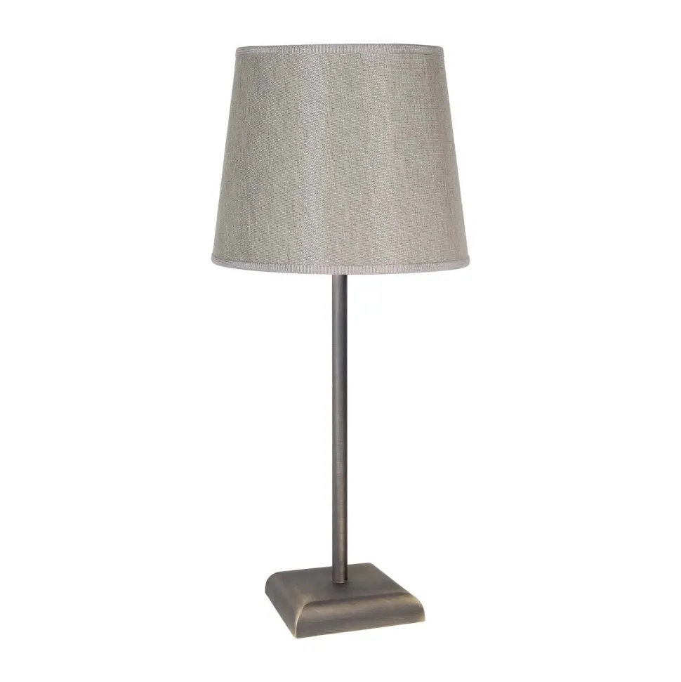 Tischlampe in Bronze matt Beige E27 45 cm Messing Stoff