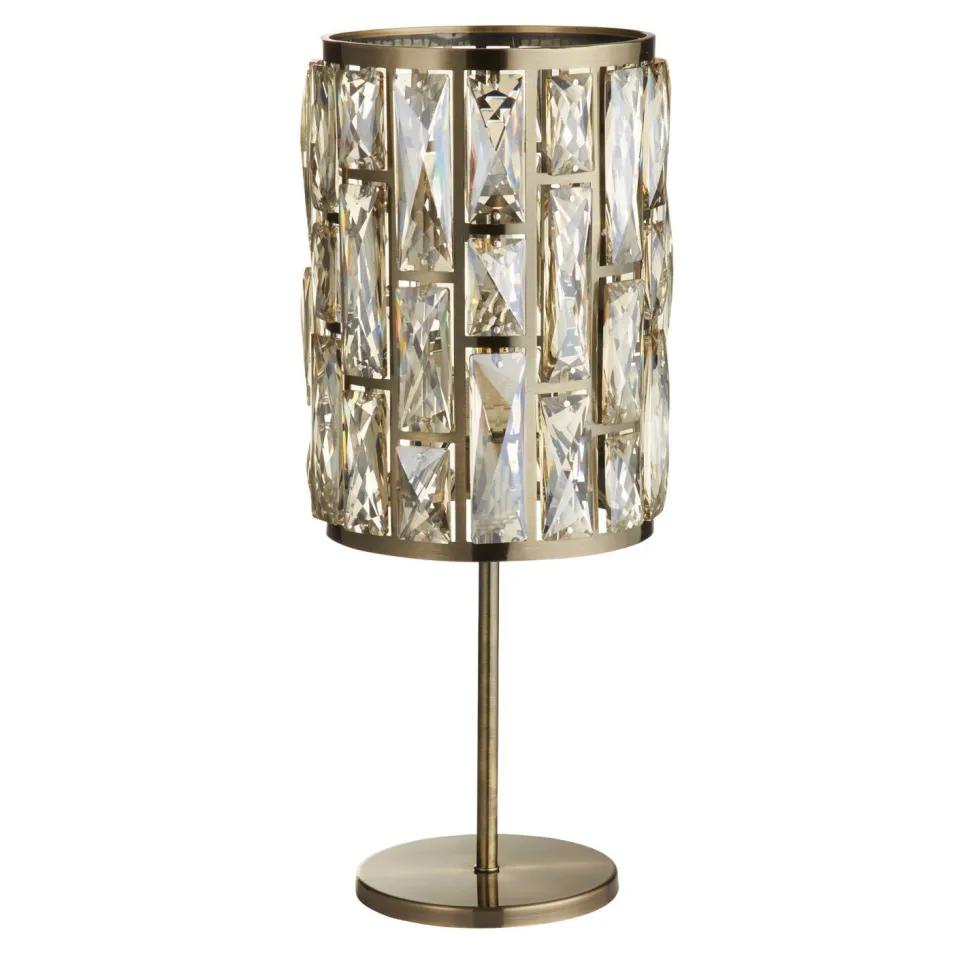 Tischlampe in Messing Antik Champagner E14 47 cm Kristall