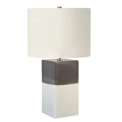 Tischlampe Keramik 60cm hoch Creme Grau Nachttisch