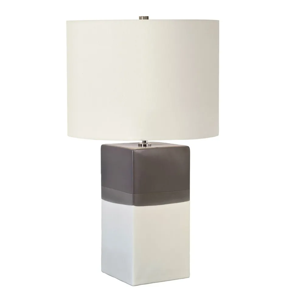 Tischlampe Keramik 60cm hoch Creme Grau Nachttisch