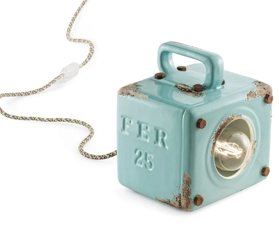 Tischlampe Keramik E27 15,5 cm breit 20 cm hoch eckig