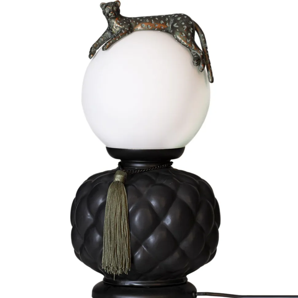 Tischlampe Keramik Glas 45 cm hoch Schwarz Weiß Grün