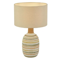 Tischlampe Keramik Leinen H: 40,5 cm Creme E14 MARY