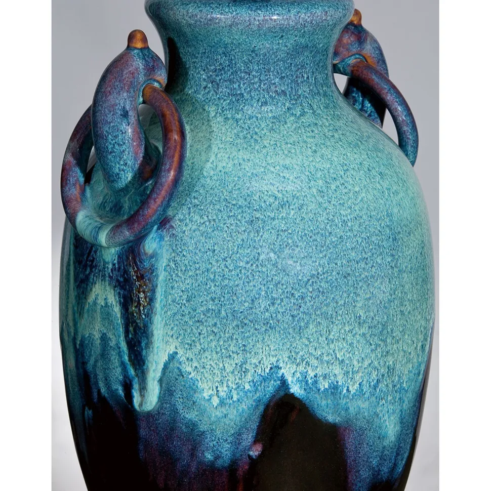 Tischlampe Keramik Leinen Maritim in Türkis Natur 85 cm