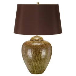 Tischlampe Keramik Stoff 63,5 cm Braun Grün E27