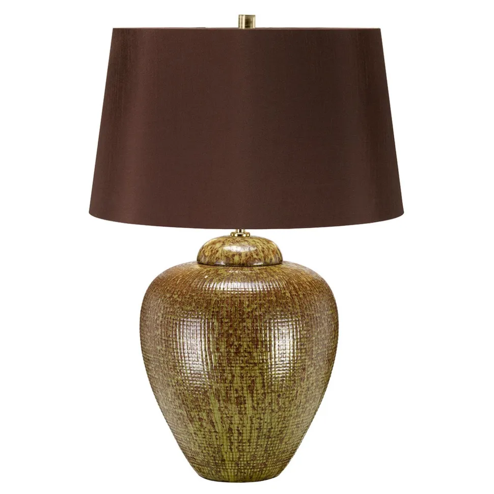 Tischlampe Keramik Stoff 63,5 cm Braun Grün E27