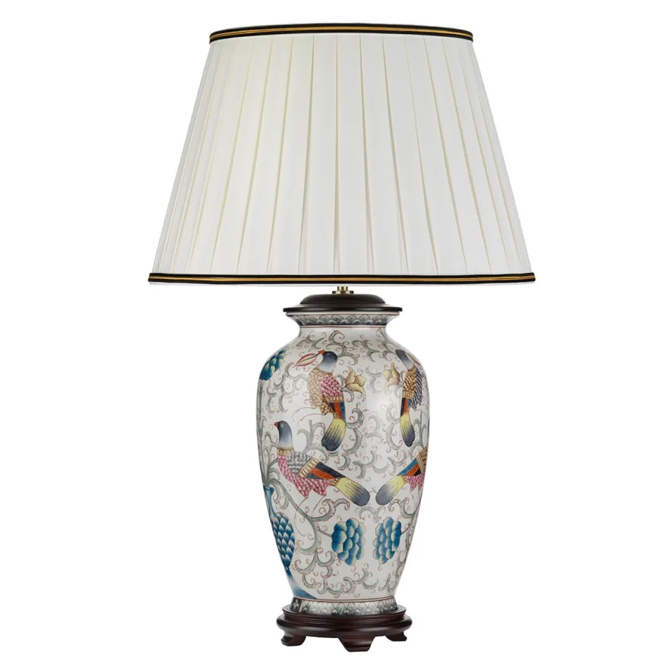 Tischlampe Keramik Stoff in Creme 72cm Klassisch E27