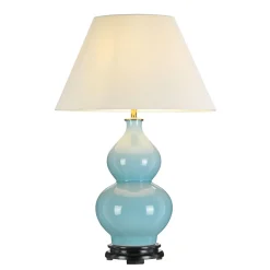 Tischlampe Keramik Stoff Hellblau Stoff 64 cm hoch