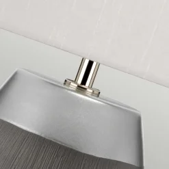 Tischlampe Keramik Stoff 54 cm E27 Modern in Silber Grau