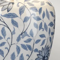 Tischlampe Keramik Stoff E27 65 cm Blau Weiß Klassisch