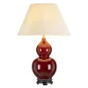 Tischlampe Keramik Stoff 64 cm in Rot Ecru Klassisch