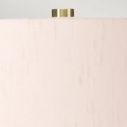 Tischlampe Keramik Stoff 64 cm E27 Retro Rosa Weiß