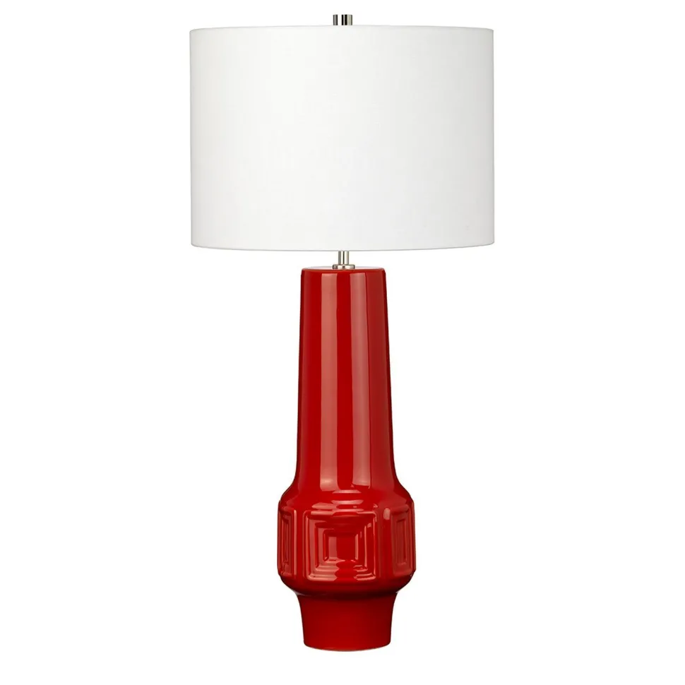 Tischlampe LENIO Keramik Rot Creme H:76cm Retro