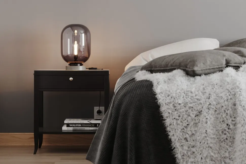 Tischlampe Marmor Metall Rauchglas 34 cm Grau E27