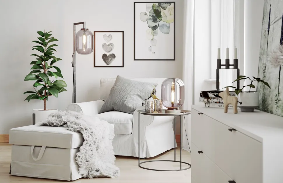 Tischlampe Marmor Metall Rauchglas 34 cm Grau E27