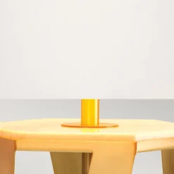 Tischlampe Messing gebürstet Weiß E27 87 cm hoch Metall Stoff