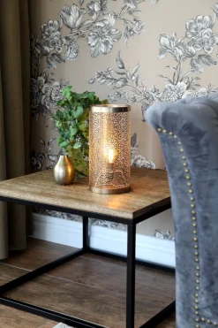 Tischlampe Metall H: 28 cm in Messing E14 Retro