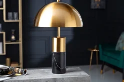 Tischlampe Metall Schwarz Gold Leselicht E27 52 cm hoch