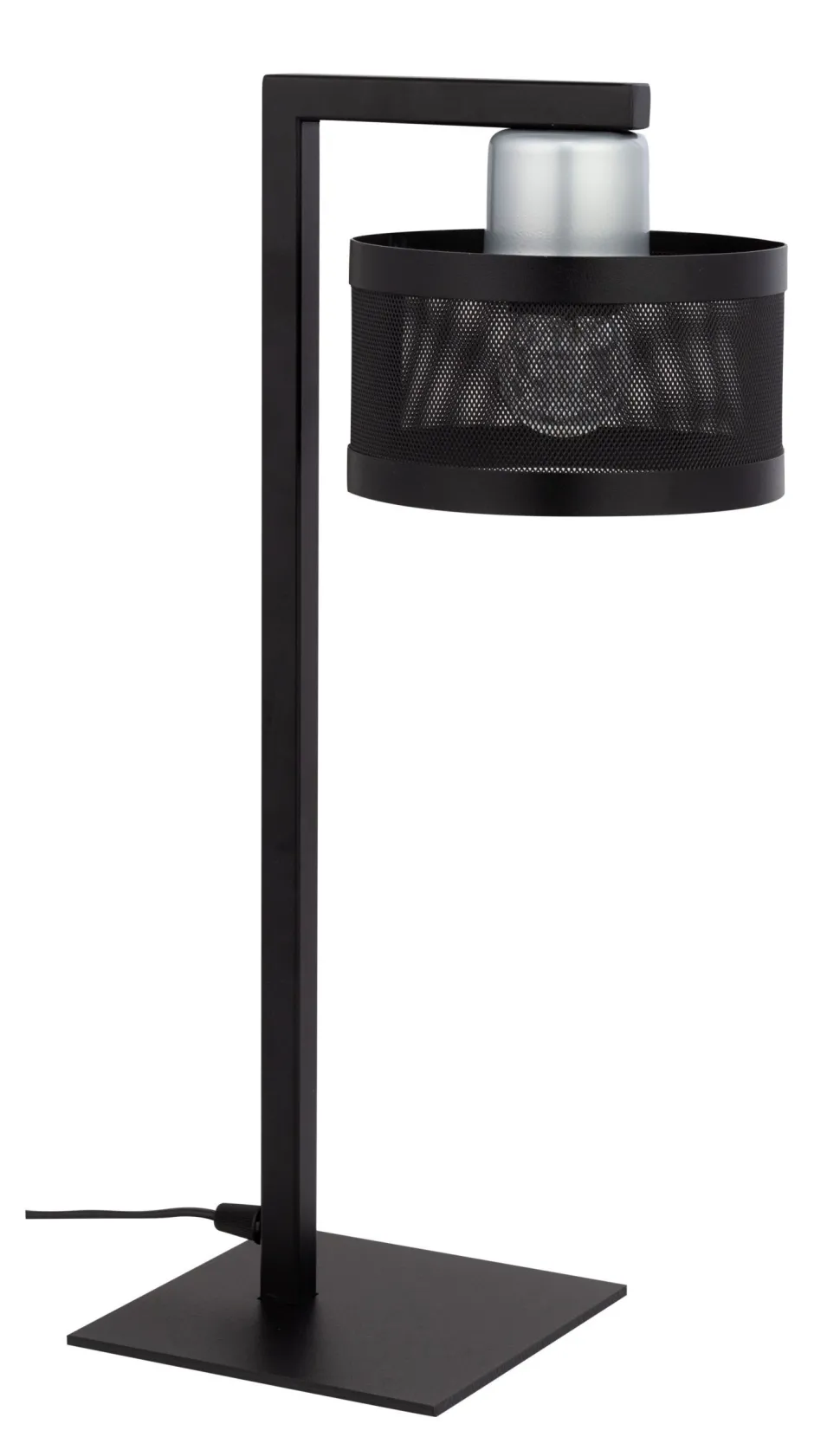 Tischlampe Metall Schwarz Silber Lesen 45 cm stylisch