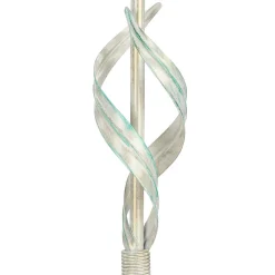 Tischlampe Metall Shabby Weiß Stoff rund Landhaus