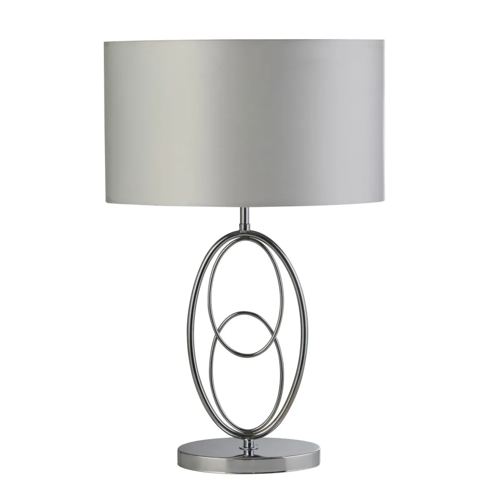 Tischlampe Metall Stoff 53 cm in Chrom Silber E27