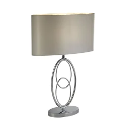 Tischlampe Metall Stoff 53 cm in Chrom Silber E27