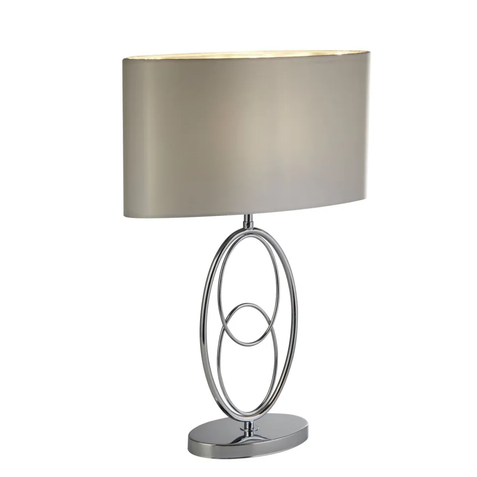 Tischlampe Metall Stoff 53 cm in Chrom Silber E27