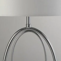 Tischlampe Metall Stoff 53 cm in Chrom Silber E27