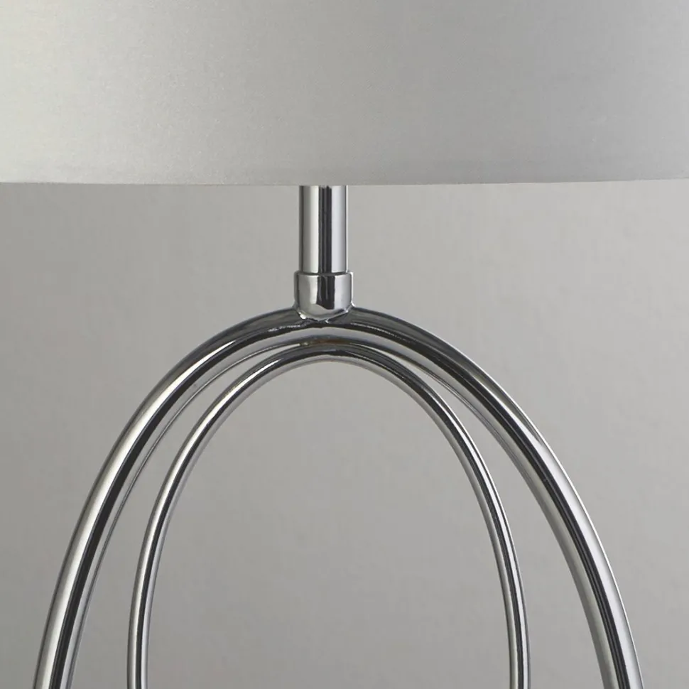 Tischlampe Metall Stoff 53 cm in Chrom Silber E27