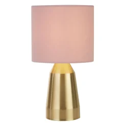 Tischlampe Metall Stoff H: 33 cm klein in Rosa Gold E14
