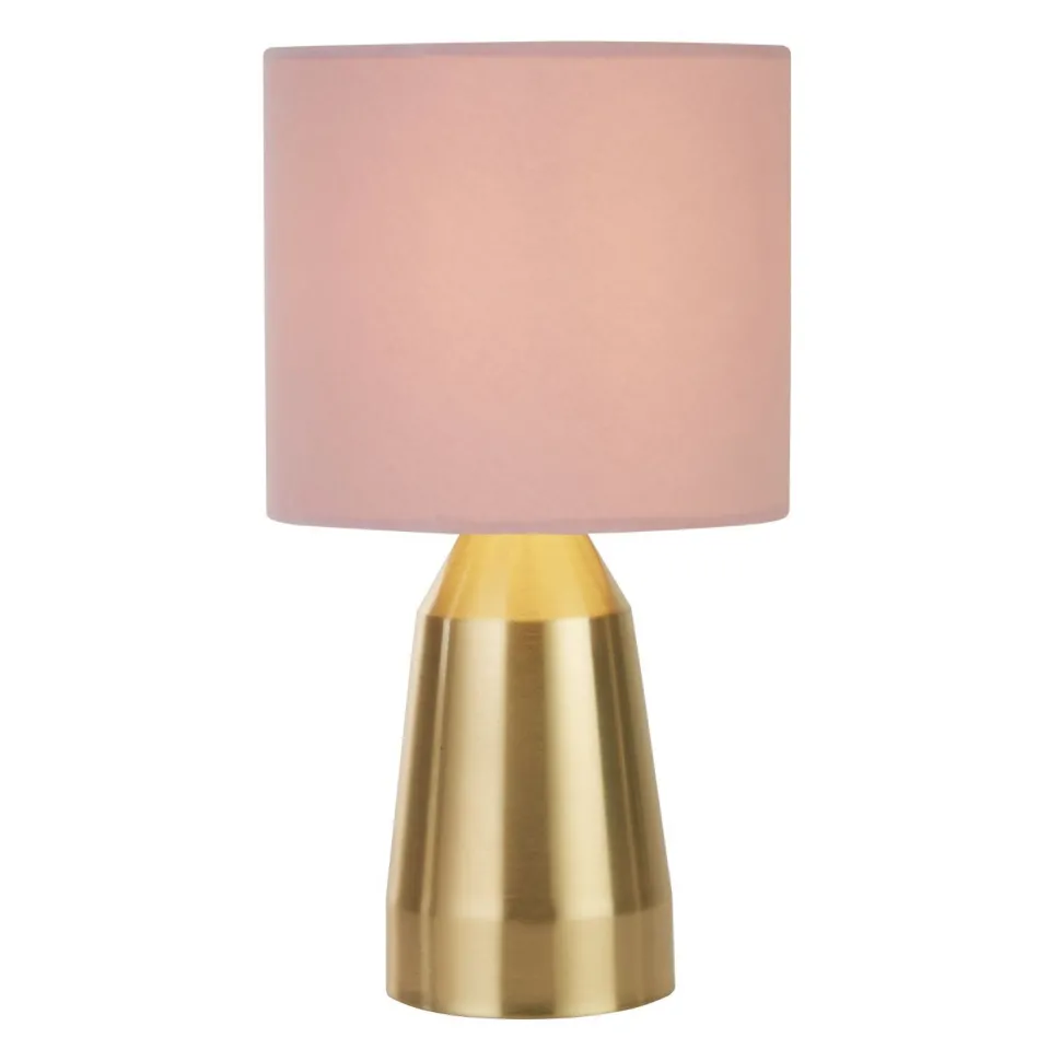 Tischlampe Metall Stoff H: 33 cm klein in Rosa Gold E14