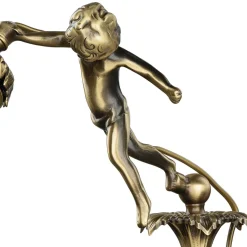 Tischlampe Putti aus Echt-Messing Antik Premium