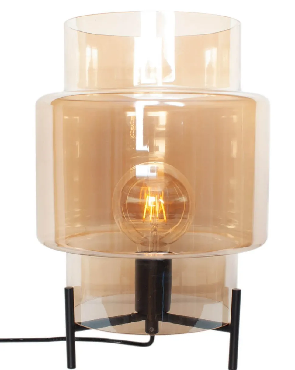 Tischlampe Rauchglas Metall 37 cm E27 Dreibein