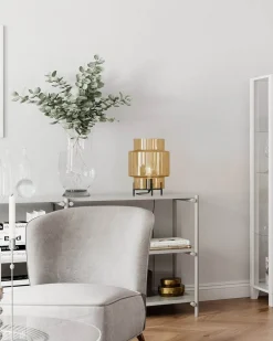 Tischlampe Rauchglas Metall 37 cm E27 Dreibein