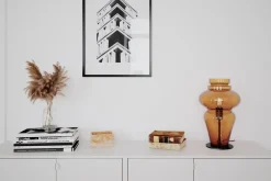 Tischlampe Rauchglas Metall 40,6 cm hoch E27 Vintage Design