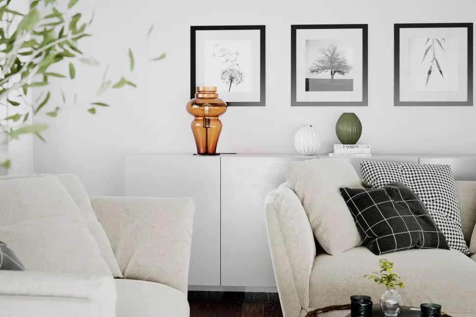 Tischlampe Rauchglas Metall 40,6 cm hoch E27 Vintage Design