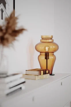 Tischlampe Rauchglas Metall 40,6 cm hoch E27 Vintage Design