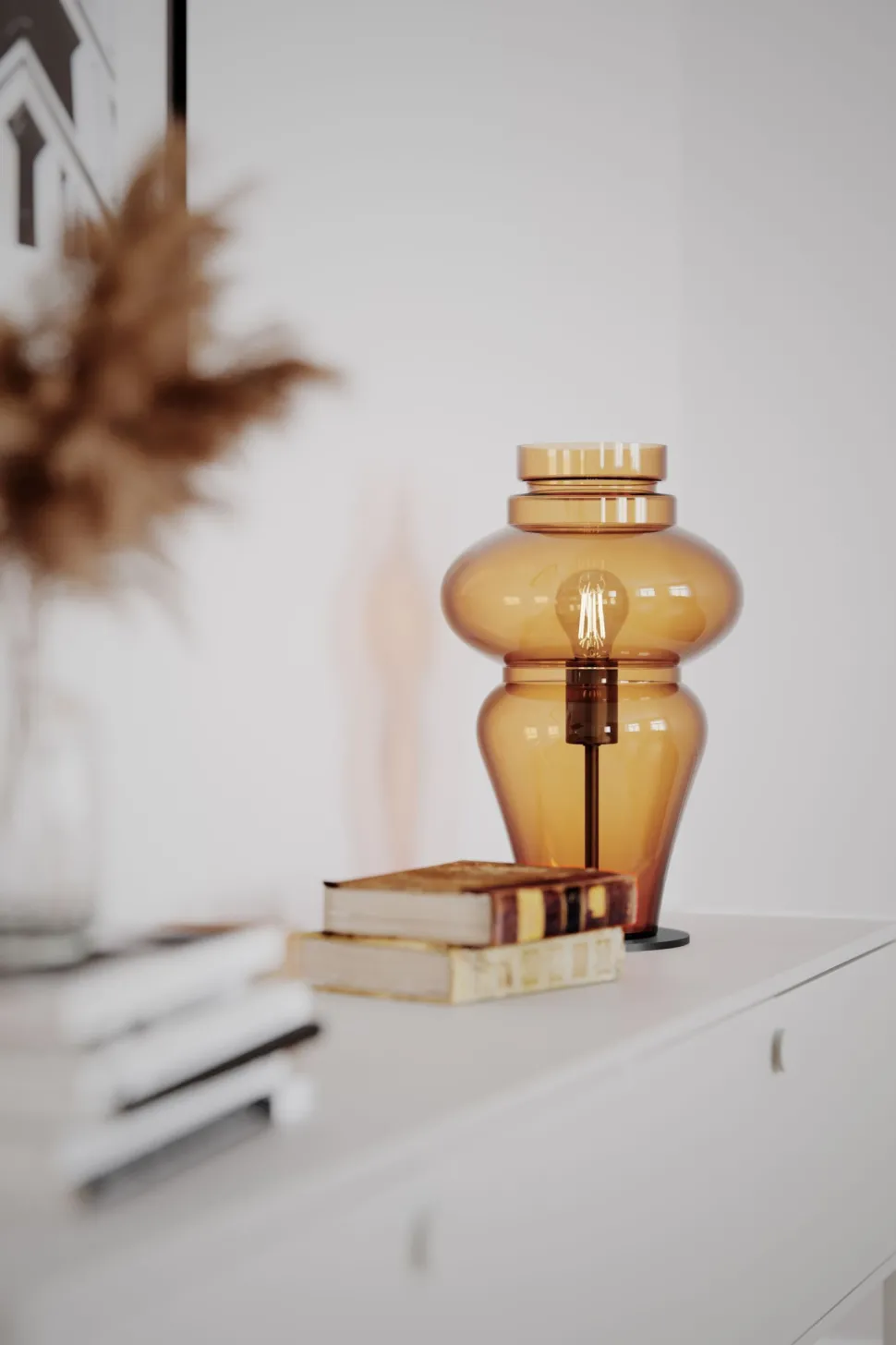 Tischlampe Rauchglas Metall 40,6 cm hoch E27 Vintage Design