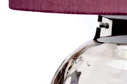 Tischlampe Rot Grau E27 55,5 cm Glas Stoff Klassisch