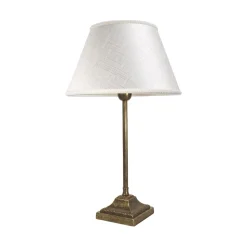 Tischlampe Rustikal 43,5 cm Messing Stoff E14 ELENA