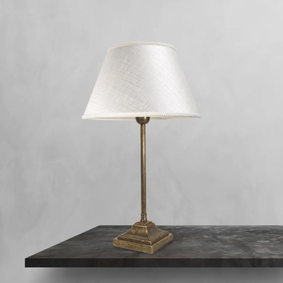 Tischlampe Rustikal 43,5 cm Messing Stoff E14 ELENA