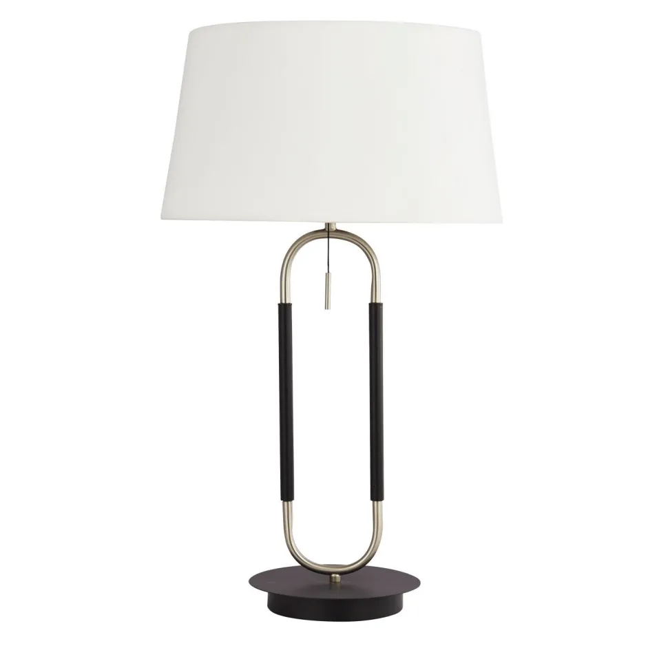 Tischlampe Samt Schirm Zugschalter 63 cm E27 Weiß Silber