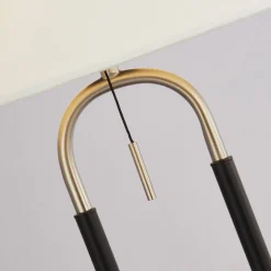 Tischlampe Samt Schirm Zugschalter 63 cm E27 Weiß Silber