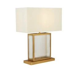 Tischlampe Samtschirm H: 53 cm E27 in Messing Weiß