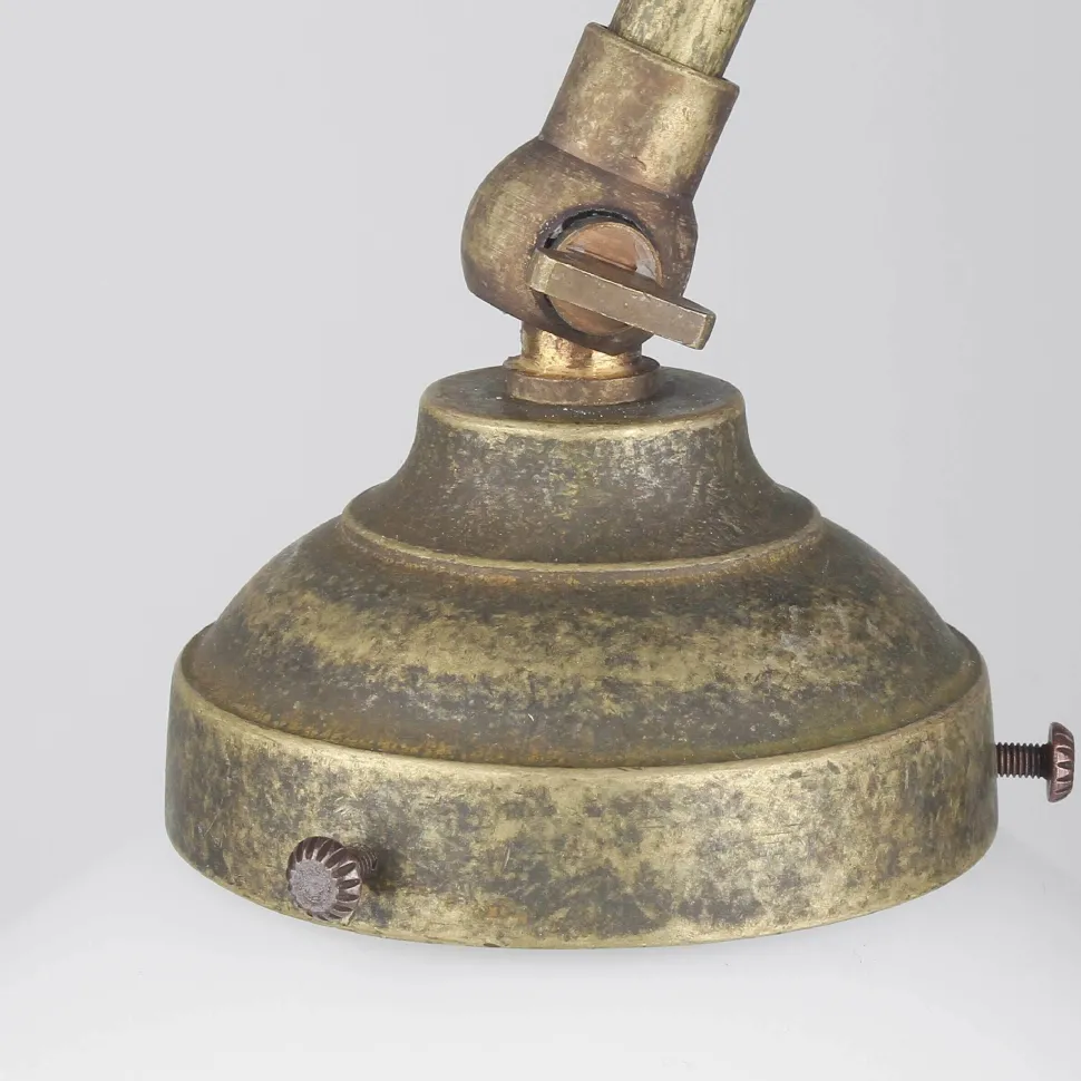 Tischlampe Schreibtisch aus Messing Glas 49 cm E14 in Antik