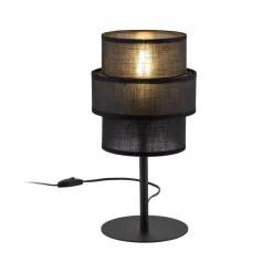 Tischlampe Schwarz 38 cm hoch Stoff Metall E27 GREET