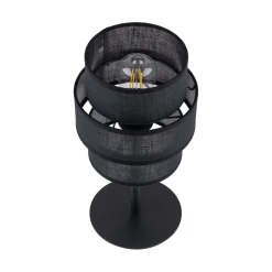 Tischlampe Schwarz 38 cm hoch Stoff Metall E27 GREET